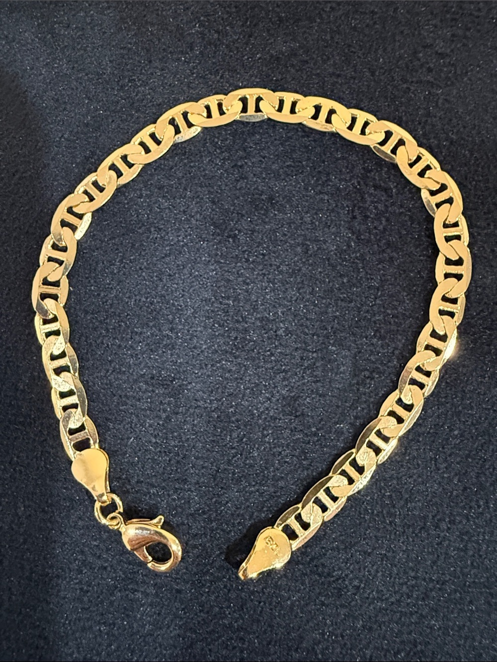Polished stamped BZL Gold Link Chain Bracelet with Lobster Clasp 7 inches New